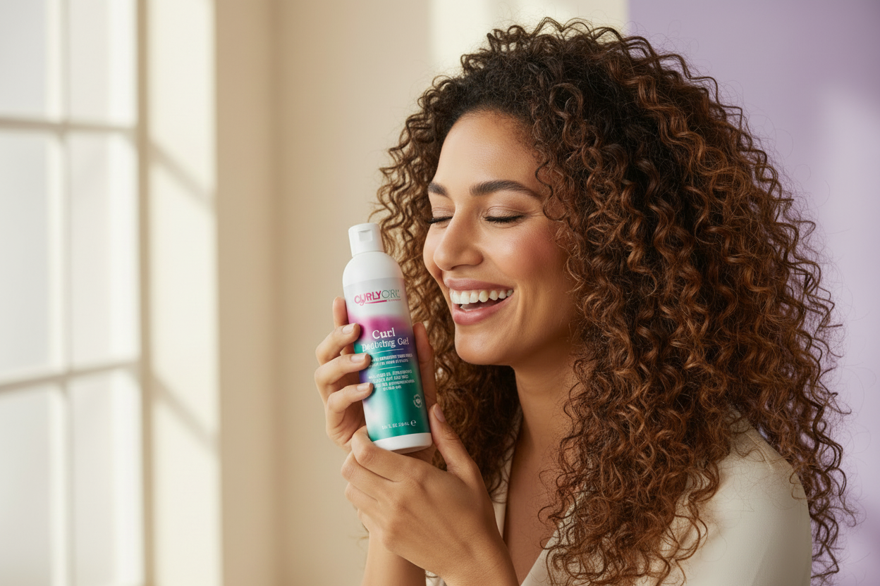 Woman with Curl Defining Gel